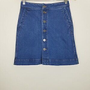 LOFT Button Up Pocket Denim Skirt Size 0P